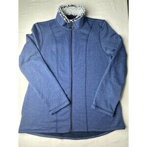 Cuddl Duds Soft Cozy Jacket Small Full Zip Soft Blue Women's Long Pockets